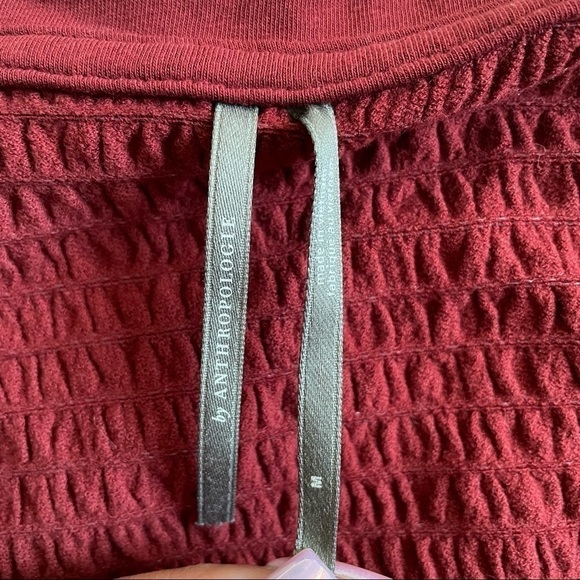 Anthropologie Blouse Smocked Bell-Sleeve Top Shirt in Wine M - Picture 7 of 12